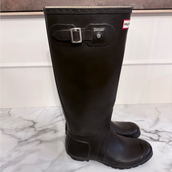 Hunter Dark Olive Green with Fleece Liner Socks Size 8 - Picture 5 of 8